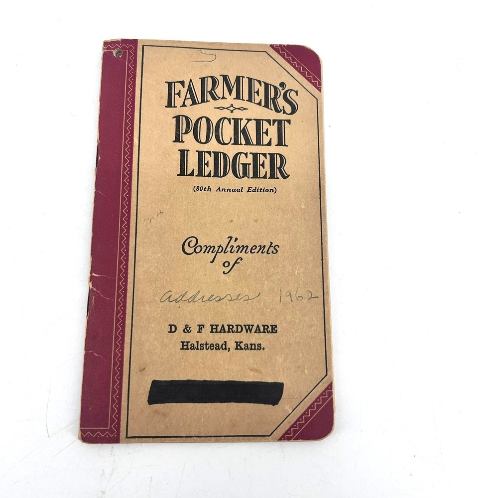 Vintage Farmers Pocket Ledger 1946 1947 John Deere Advertising Halstead Kansas
